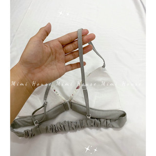 Set đồ lót không gọng tone xám thô ép ren - handmade by Mimi house