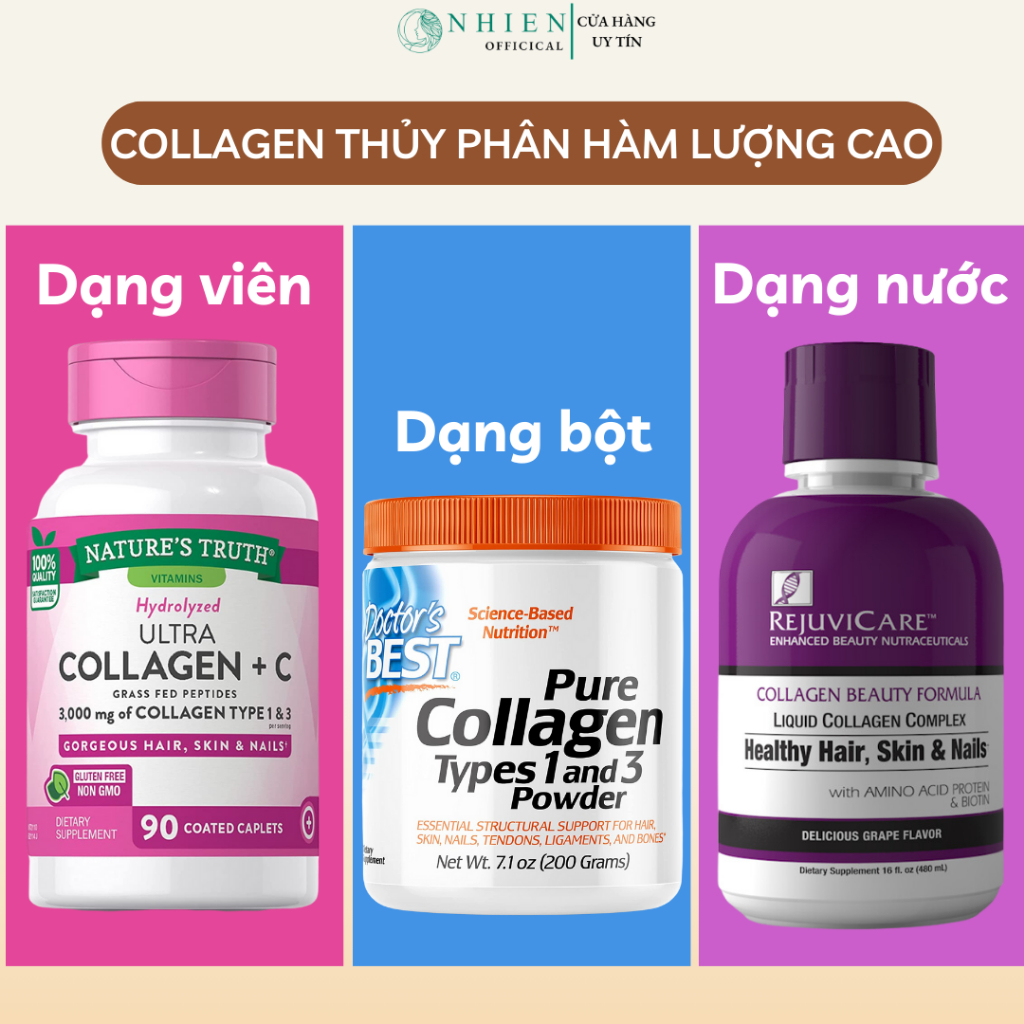 Viên uống đẹp da collagen thủy phân, collagen bột, collagen nước giúp ...