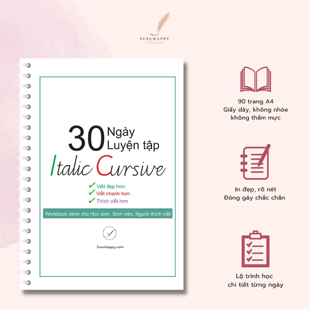 Workbook Luyện Chữ Viết Tay Italic Cursive Viết Nhanh, Đẹp, Dễ Nhìn ...