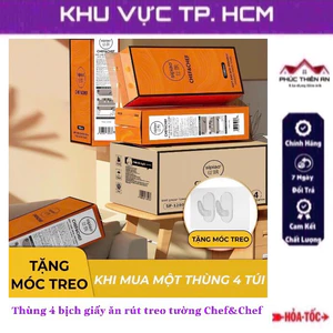 Thùng 4 bịch Giấy ăn rút treo tường Chef&Chef, 1280 tờ/bịch - siêu dai, mềm mịn