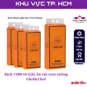 Bịch 1280 tờ Giấy ăn rút treo tường Chef&Chef, giấy khổ lớn - siêu dai, mềm mịn