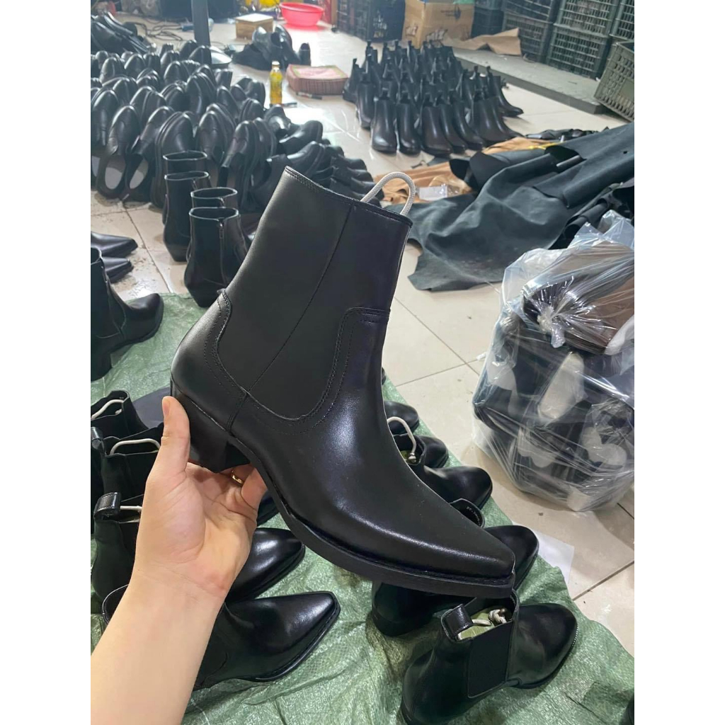 Giày Da Nam Khóa Kéo, Giày Bốt Thời Trang Nam, Giày Zip Sitago Da Bò Cổ Cao Kiểu Dáng Thời Thượng Đế Tăng Chiều Cao