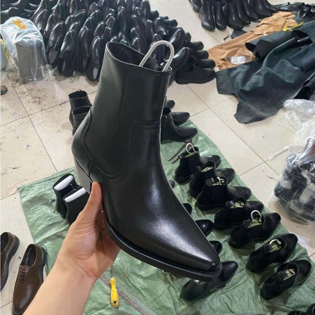 Giày Da Nam Khóa Kéo, Giày Bốt Thời Trang Nam, Giày Zip Sitago Da Bò Cổ Cao Kiểu Dáng Thời Thượng Đế Tăng Chiều Cao
