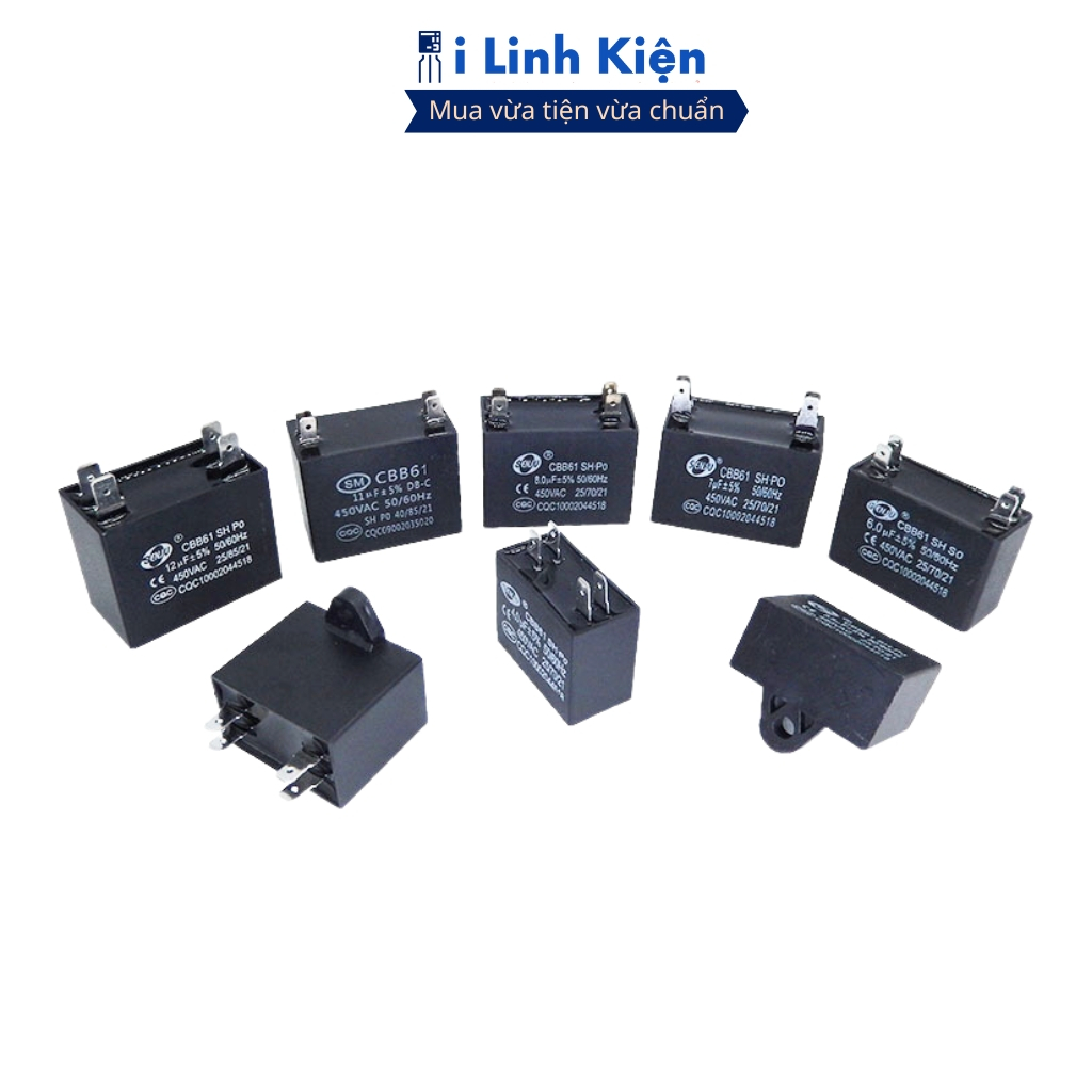 Tụ quạt 450VAC 1uF - 12uF cbb61 chân cắm jack chính hãng ilinhkien.