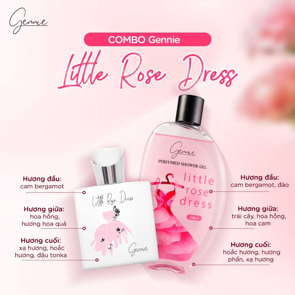 Ảnh Bộ đôi Nước hoa và Sữa tắm nước hoa Nữ Gennie Little Dress 50ml + 450ml 2