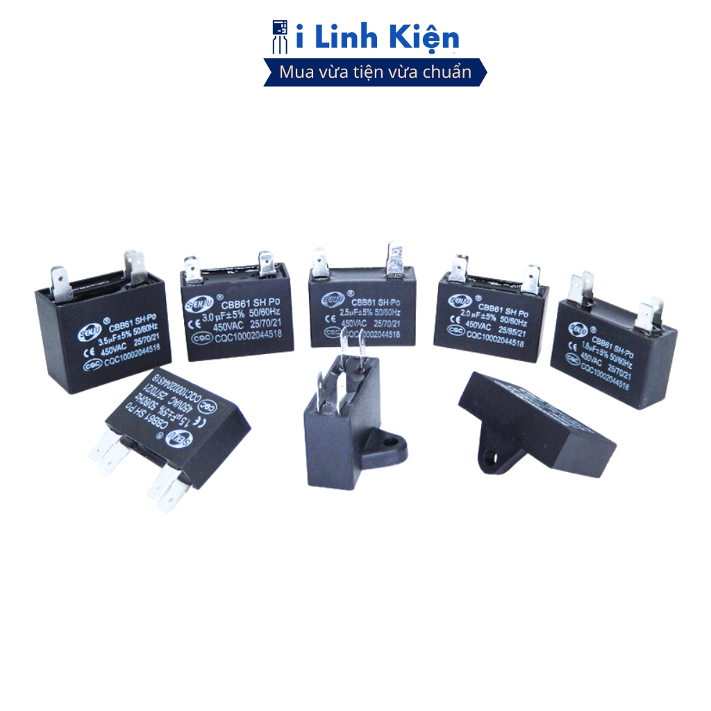 Tụ quạt 450VAC 1uF - 12uF cbb61 chân cắm jack chính hãng ilinhkien.