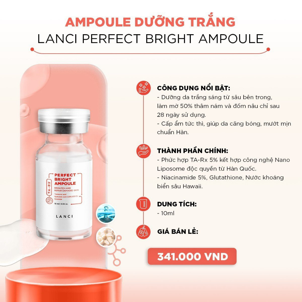 Ảnh Serum dưỡng trắng mờ nám chuyên sâu LANCI thẩm thấu nhanh, đều màu da minisize 10ml 2