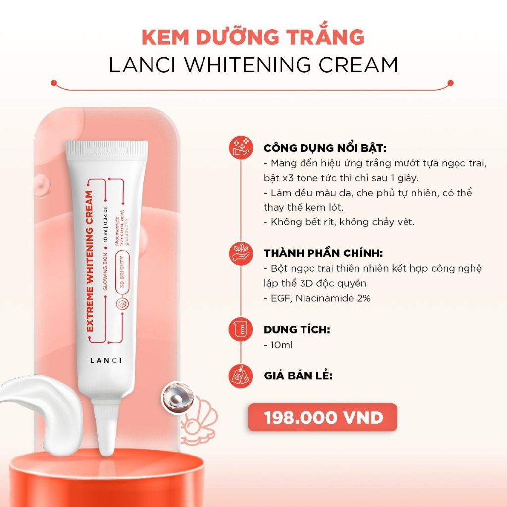 Ảnh Kem dưỡng trắng da LANCI cho làn da trắng khỏe đều màu minisize 10ml 2