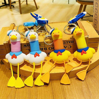 Móc khoá vịt rút lò xo