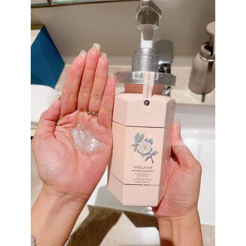 Ảnh Sữa tắm Weilaiya trắng da cánh hoa hồng Damask - Hoa trà Nhật Bản 450ml 3