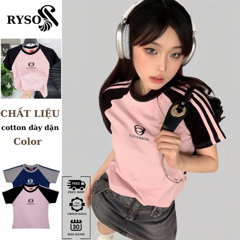 Áo Baby Tee Raplan in hình chất liệu 100% cotton Form Fit Phối Tay RYSO FASHION