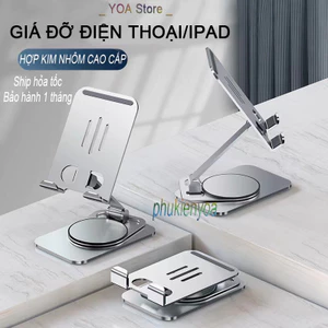 Giá kê điện thoại, giá đỡ điện thoại đa năng có chân xoay có thể gấp gọn, chất liệu hợp kim nhôm