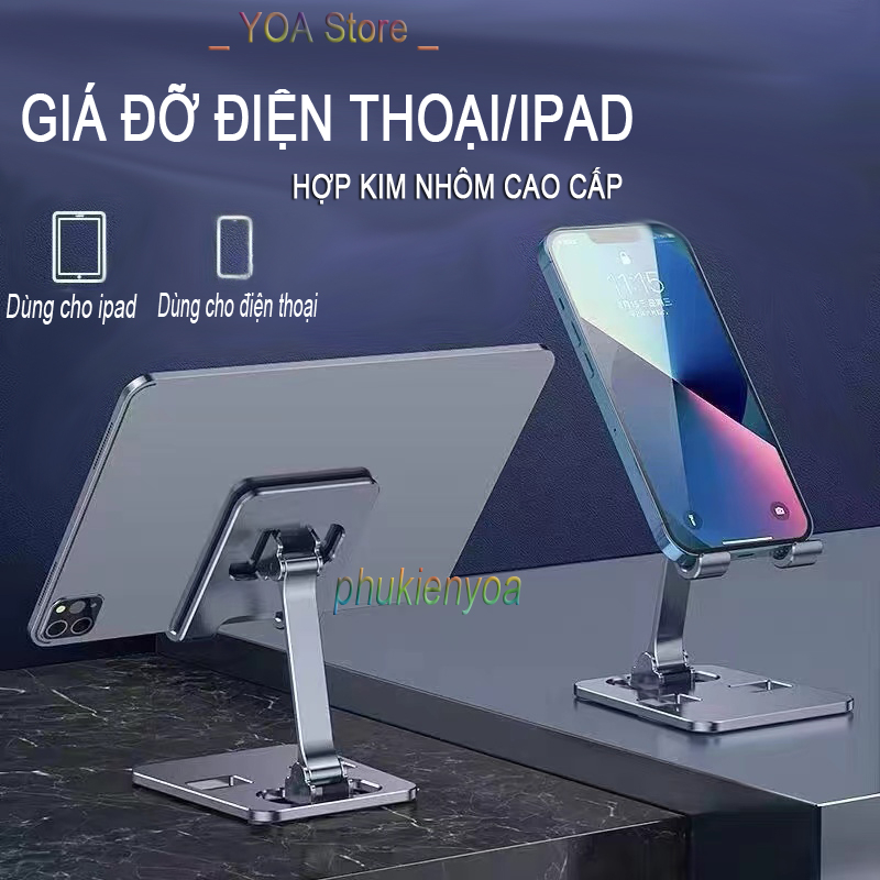 Giá đỡ điện thoại cao cấp có thể điều chỉnh góc nghiêng và gấp gọn, có chân xoay 360 độ