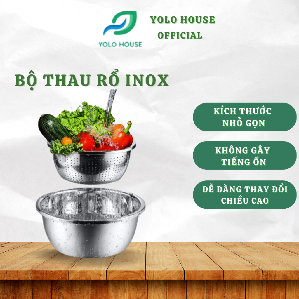 Bộ thau rổ inox 304, bộ chậu inox tiện lợi, Chậu kèm rổ dày dặn nhiều ...