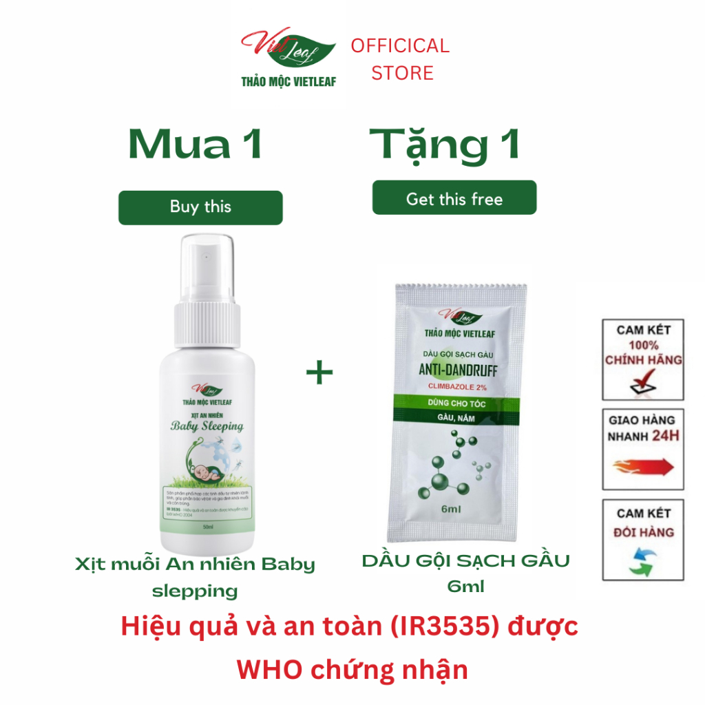 Xịt muỗi Thảo mộc Vietleaf An Nhiên Baby Sleeping 50ml VIETLEAF-XM50