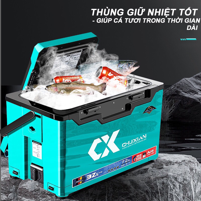 Thùng câu đài chuxian 32 lít hàng loại 1 chính hãng siêu bền nhựa abs đầy đủ màu đen,vàng,đỏ, tím, xám