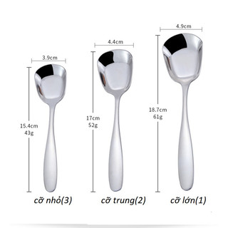 INOX 304 - Combo 5 Chiếc Thìa Vuông Đáy Bằng Độc Đáo (3 Kích Cỡ Chọn)