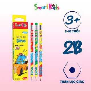 Combo 3/6/12 Bút chì SMARTKIDS họa tiết 2B Dino PC09 ( 12 cây/hộp)