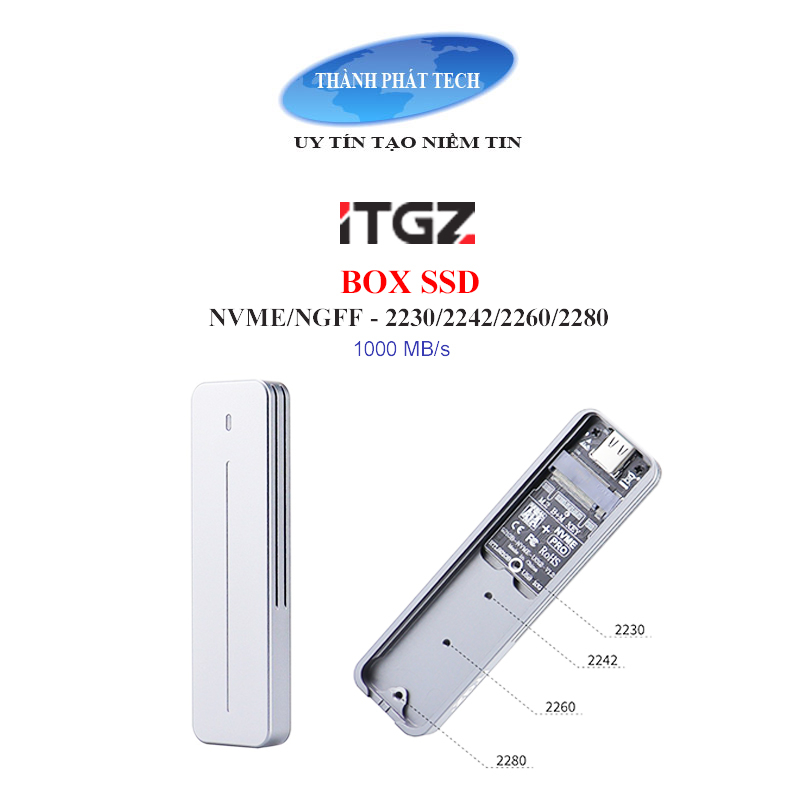 Combo Box Ổ Cứng Di Động iTGZ kèm SSD 2230/2280 Nvme Samsung, Kioxia ...