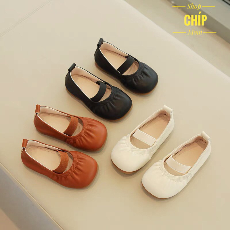 giày búp bê bé gái giày bệt cho bé da PU mềm êm chân có thun chống tuột kiểu dáng hàn quốc nhẹ QCCC full box 797