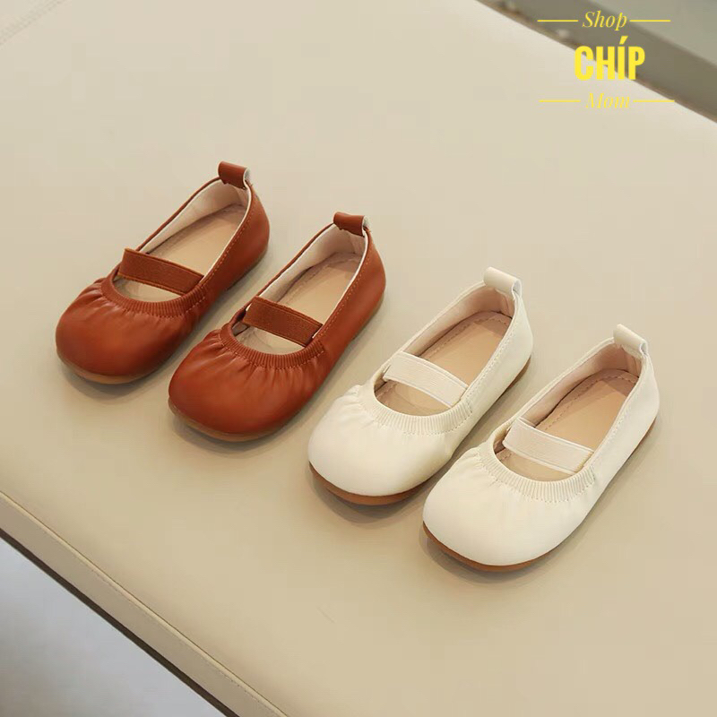 giày búp bê bé gái giày bệt cho bé da PU mềm êm chân có thun chống tuột kiểu dáng hàn quốc nhẹ QCCC full box 797