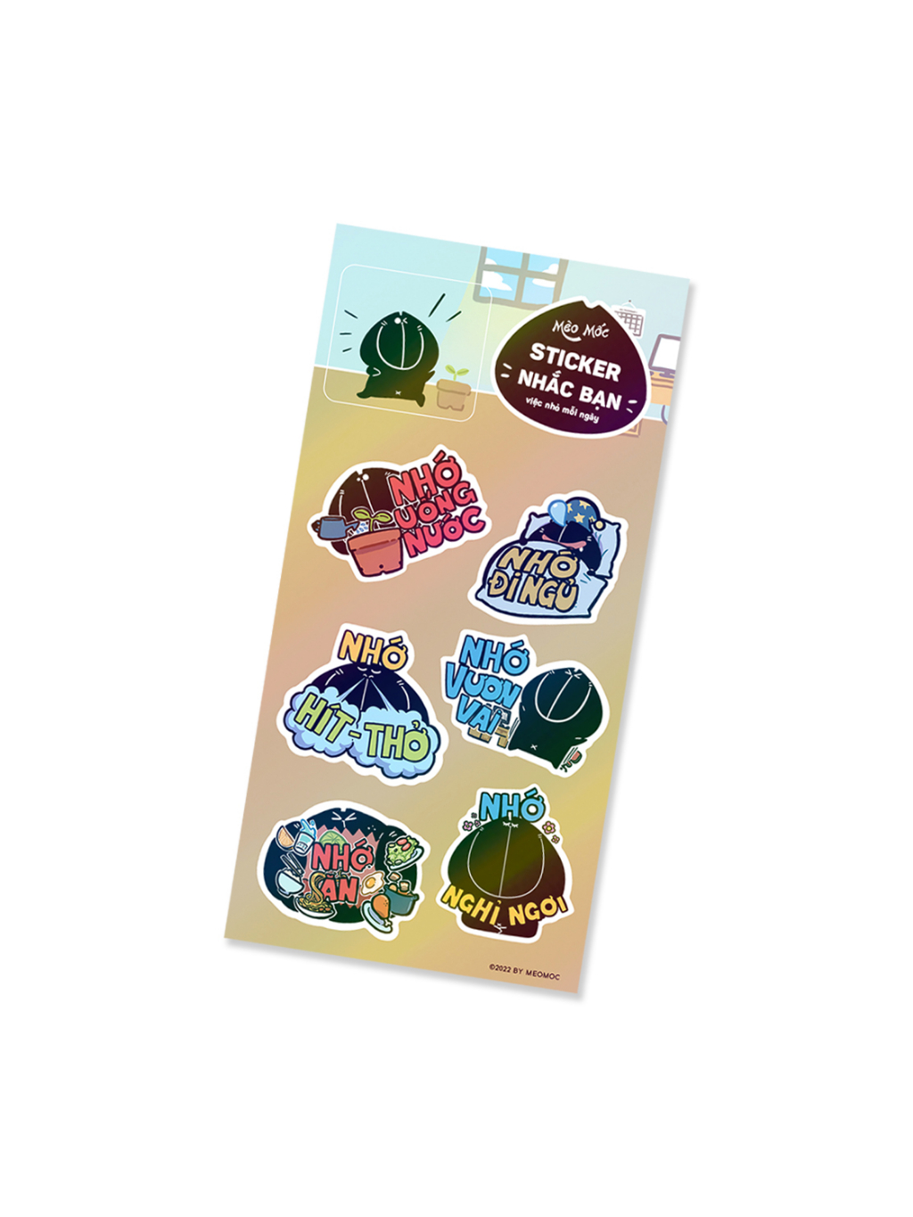 Ảnh Bộ sticker Mèo Mốc Nhắc Bạn (phiên bản mới - gồm 8 mẫu nhãn dán) 1