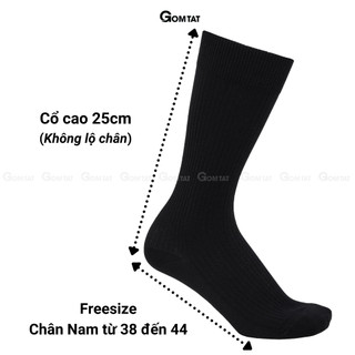 Tất vớ đen cổ cao nam 25cm GOMTAT mẫu gân chìm, chất liệu cotton cao cấp êm mềm đi thoáng - STA-TAY10-CAO-DEN