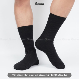 Tất vớ đen cổ cao nam 25cm GOMTAT mẫu gân chìm, chất liệu cotton cao cấp êm mềm đi thoáng - STA-TAY10-CAO-DEN