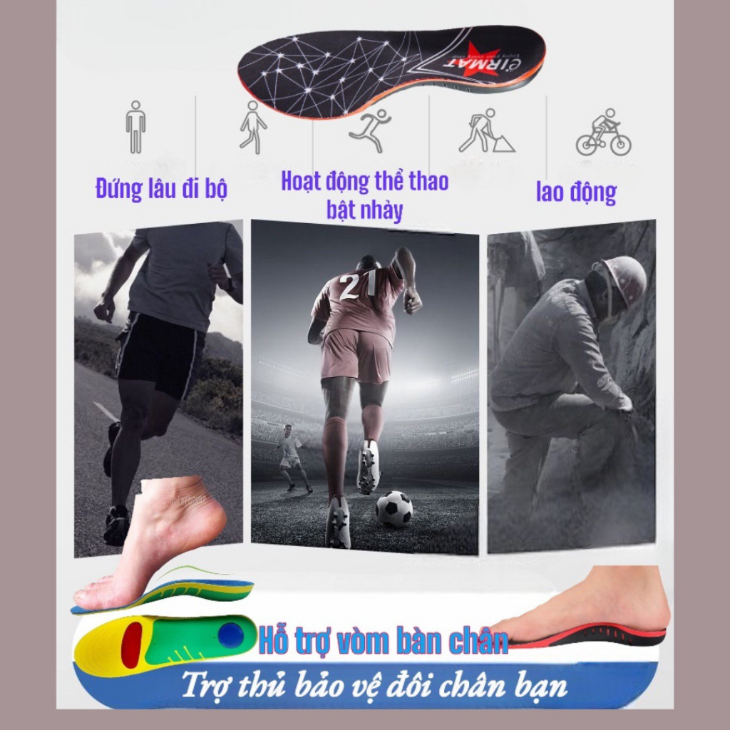 Lót giày định hình nâng vòm chuyên dụng chơi các môn thẻ thao bật nhảy cầu lông,bóng truyền bóng rổ.