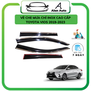 Bộ vè che mưa xe Toyota Vios 2019-2026, Vè mưa chỉ INOX nhựa ABS hàng cao cấp