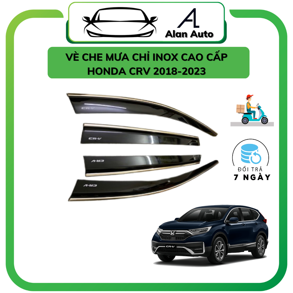 Vè che mưa ô tô Honda Crv 2018- 2022, viền chỉ INOX siêu đẹp, Chất liệu nhựa ABS cao cấp