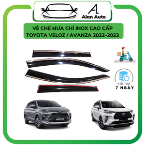 Bộ vè che mưa inox xe Toyota Veloz, Avanza 2022, Chất liệu nhựa ABS viền chỉ inox cao cấp