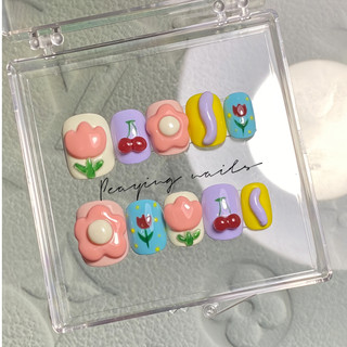 Nailbox gel nổi bông hoa dễ thương form ngắn