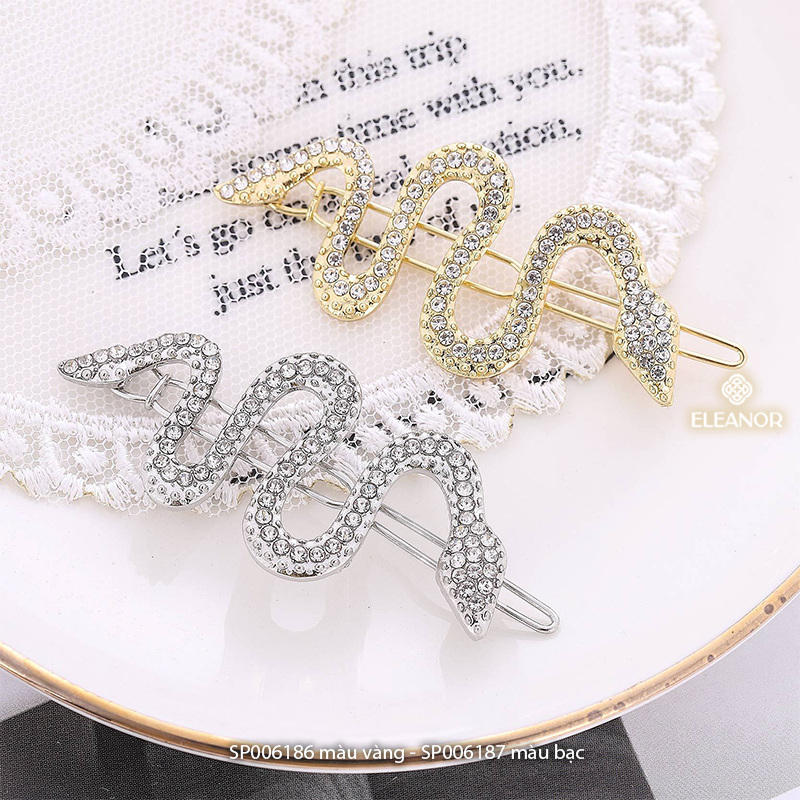 Kẹp tóc nữ Eleanor Accessories hình rắn đính đá kẹp tóc mái độc đáo phụ kiện tóc 6186