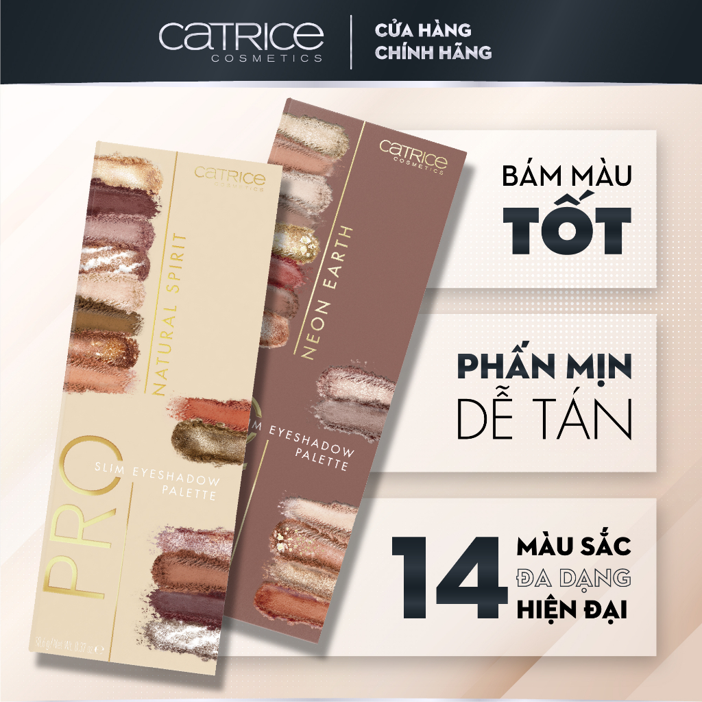 Bảng phấn mắt Catrice Pro Natural Spirit Slim Eyeshadow Palette 14 màu tạo điểm nhấn và chiều sâu cho mắt 10,6g