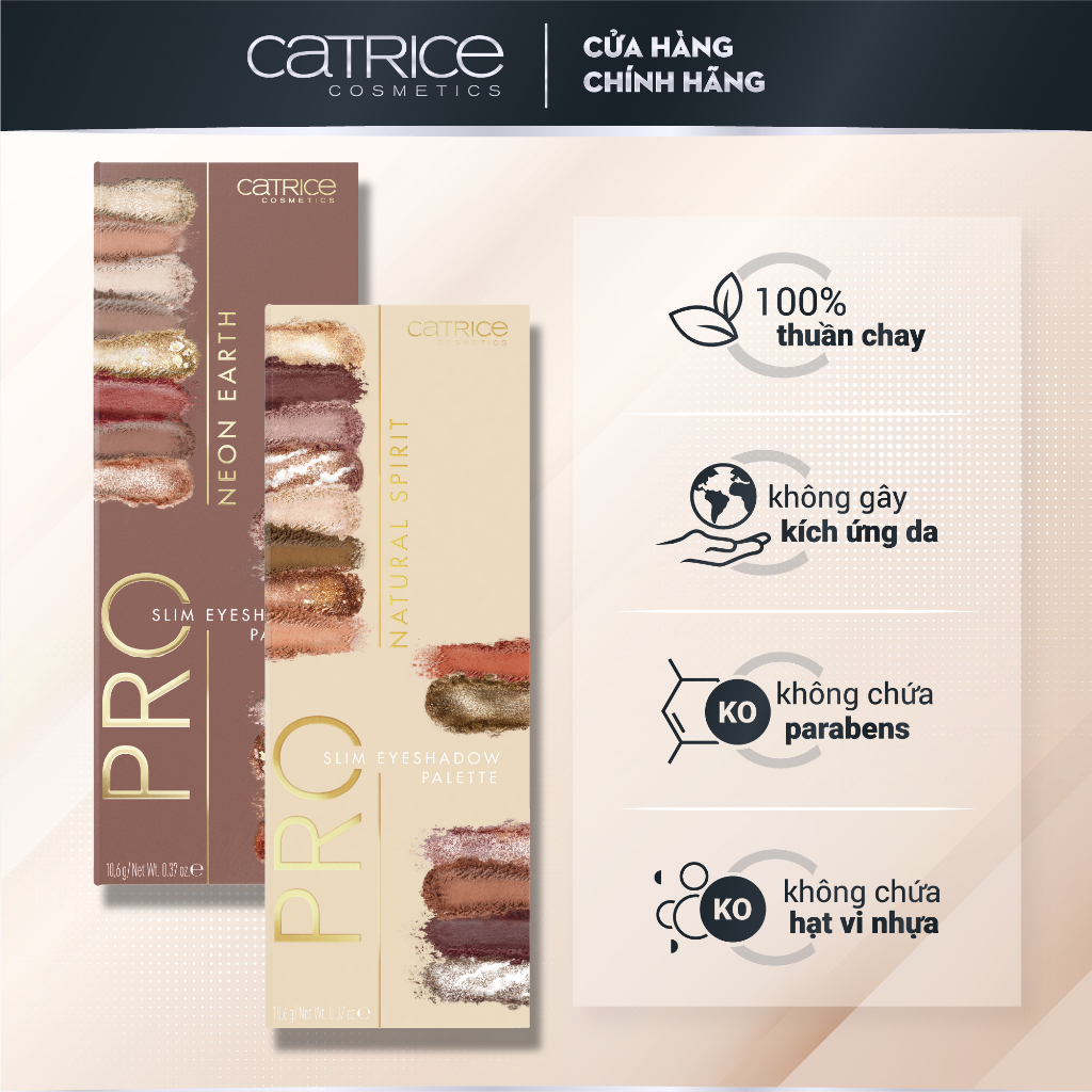 Bảng phấn mắt Catrice Pro Natural Spirit Slim Eyeshadow Palette 14 màu tạo điểm nhấn và chiều sâu cho mắt 10,6g
