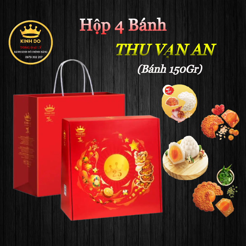 Bánh Trung Thu Kinh Đô Hộp 4 Bánh THU VẠN AN 2 Nướng 2 Dẻo Mặn Ngọt ...