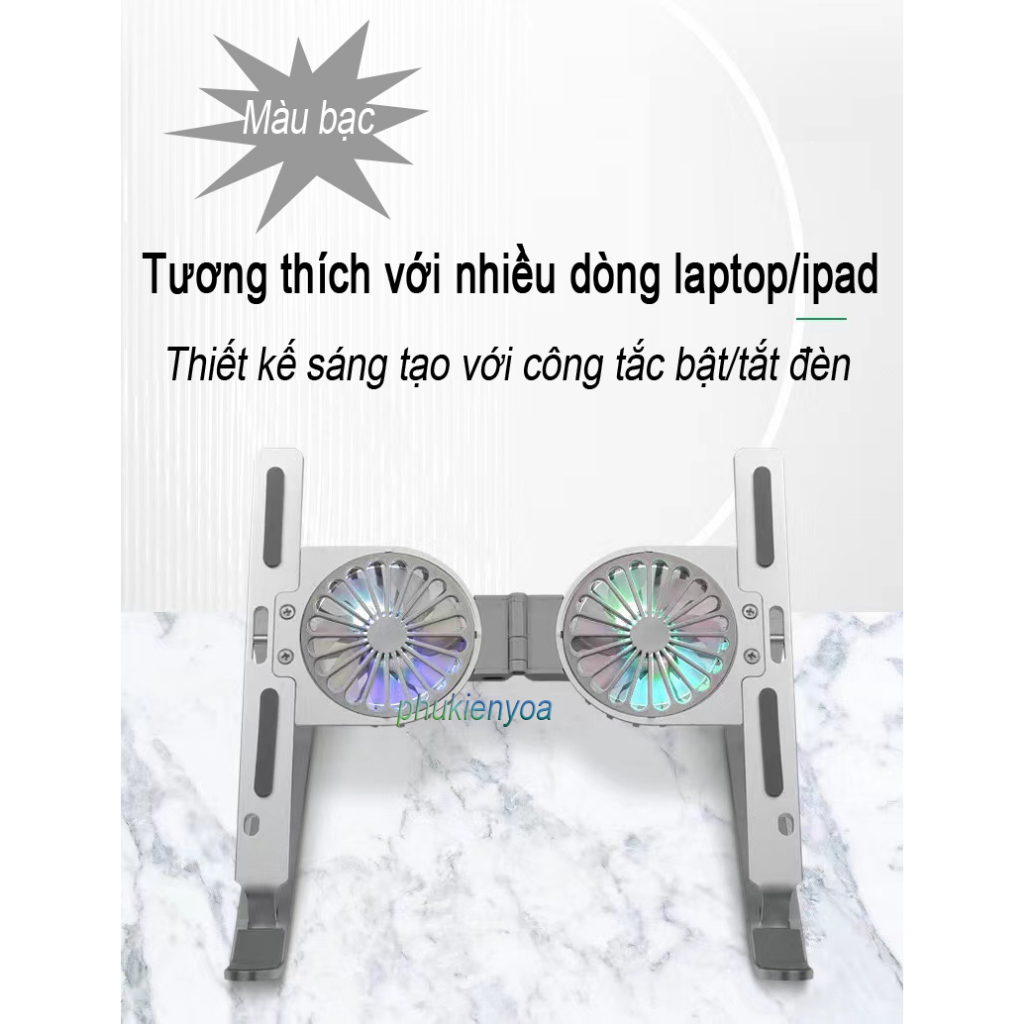 Giá đỡ laptop, macbook, ipad chất liệu hợp kim nhôm có đệm silicon chống trượt