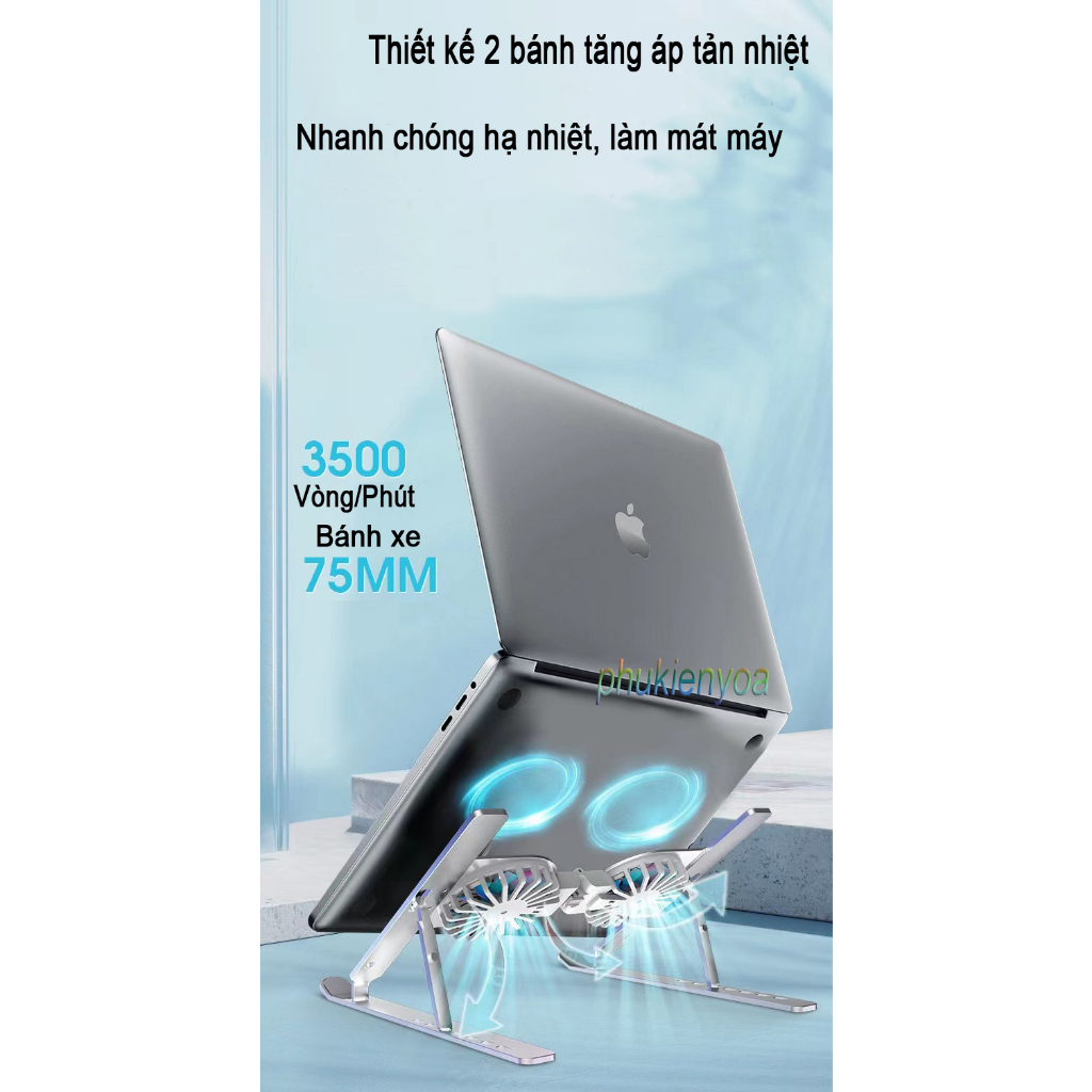 Giá đỡ laptop, macbook, ipad chất liệu hợp kim nhôm có đệm silicon chống trượt