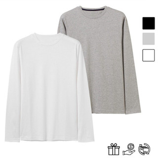 Áo Thun Dài Tay Trơn Basic Đen Trắng Xám Cổ Tròn Cho Nam Nữ Unisex Thời Trang Hàn Quốc