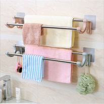 Giá Treo Khăn Inox 2 Tầng 55cm Nhà Tắm,Nhà Bếp Không Cần Khoan Vít { H }