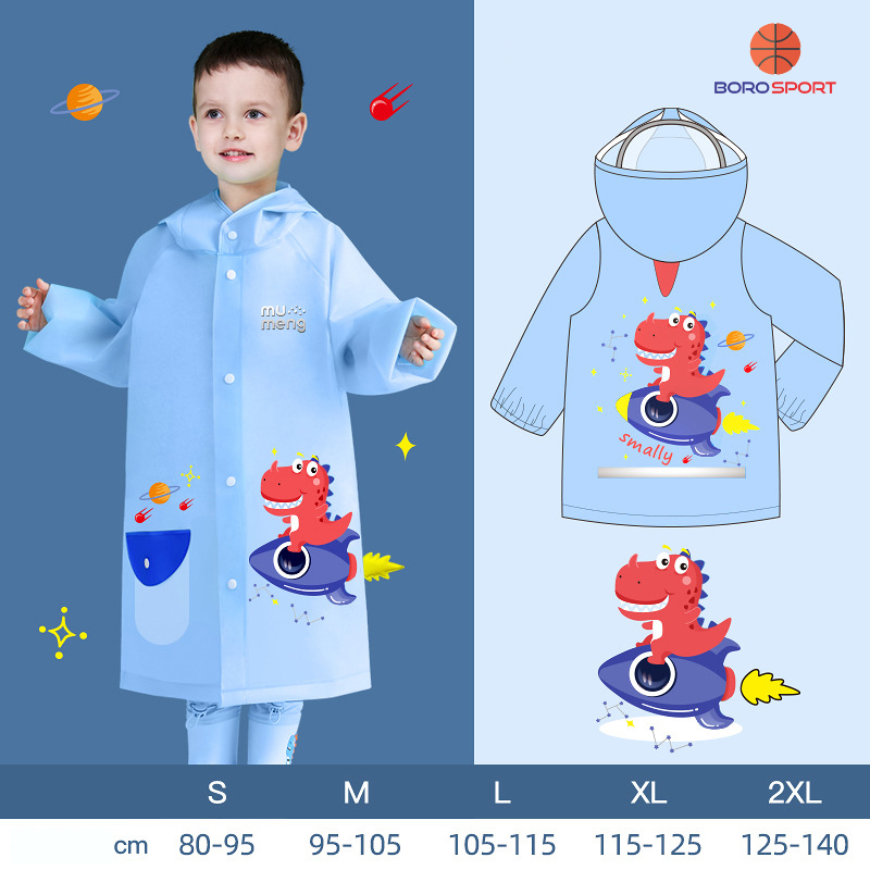 Ảnh Áo Mưa Cho Bé Kèm Vành Mũ Áo Mưa Trẻ Em Cao Từ 80 - 140 Cm Chất Liệu Eva Chông Nước Tốt Siêu Nhẹ Cleacco AMTE Boro Sport 2