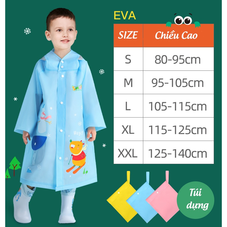 Ảnh Áo Mưa Cho Bé Kèm Vành Mũ Áo Mưa Trẻ Em Cao Từ 80 - 140 Cm Chất Liệu Eva Chông Nước Tốt Siêu Nhẹ Cleacco AMTE Boro Sport 4