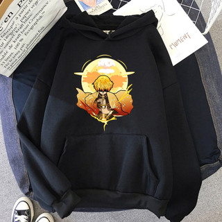 Áo Hoodie Mùa Đông In Hình Anime Demon Slayer Zenitsu Phong Cách Đường Phố Cho Nam