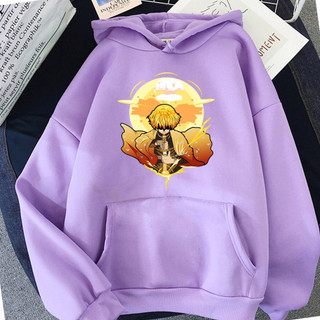 Áo Hoodie Mùa Đông In Hình Anime Demon Slayer Zenitsu Phong Cách Đường Phố Cho Nam