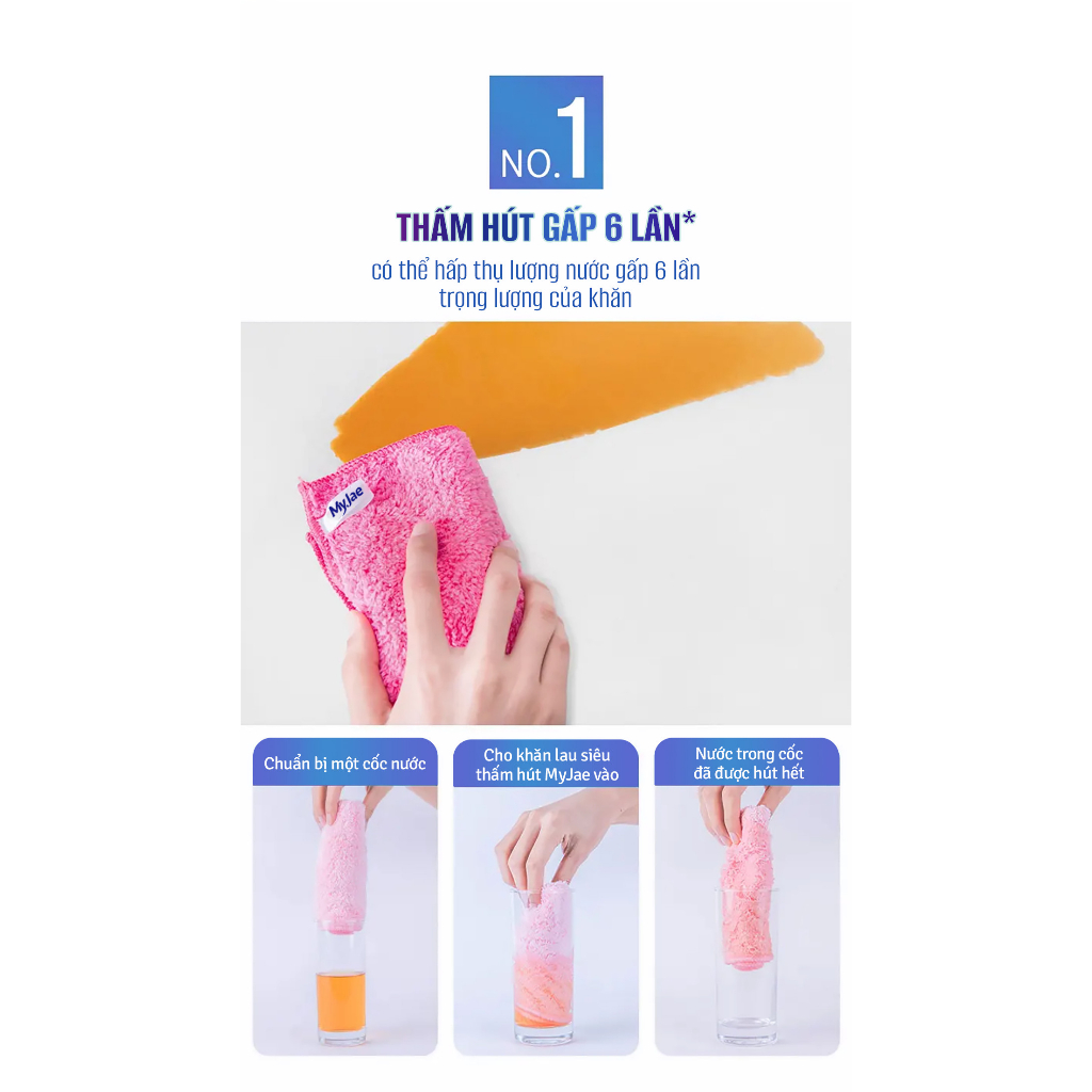 Khăn lau siêu thấm siêu hút nước  MyJae (3 màu/bịch)
