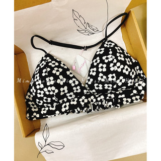 ( Áo có nhiều hoa văn )Áo bralette cài bên sườn không gọng buộc dây cổ