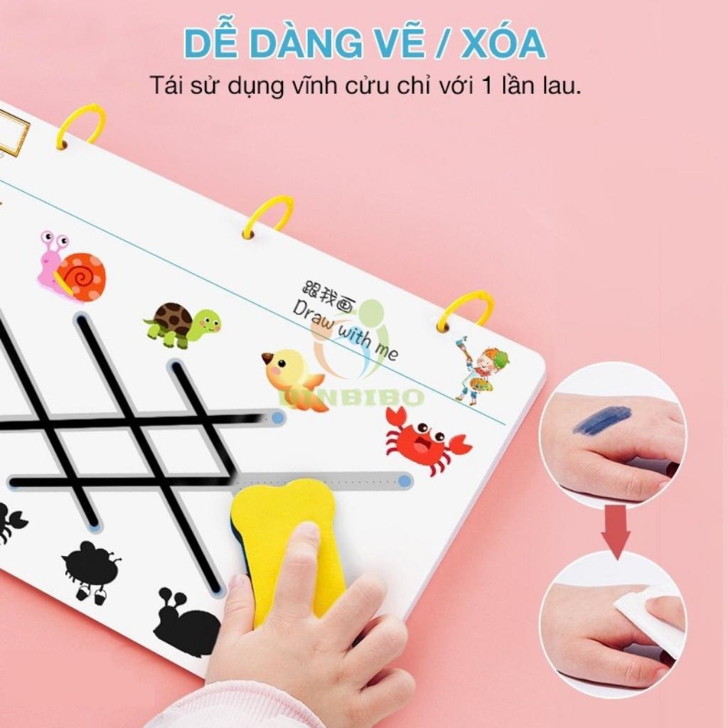 Tập tô vẽ thông minh 64 trang Giáo dục toàn diện Montessori cho bé từ 2-3-4-5 tuổi - Binbibo