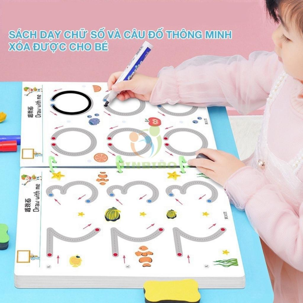 Tập tô vẽ thông minh 64 trang Giáo dục toàn diện Montessori cho bé từ 2-3-4-5 tuổi - Binbibo