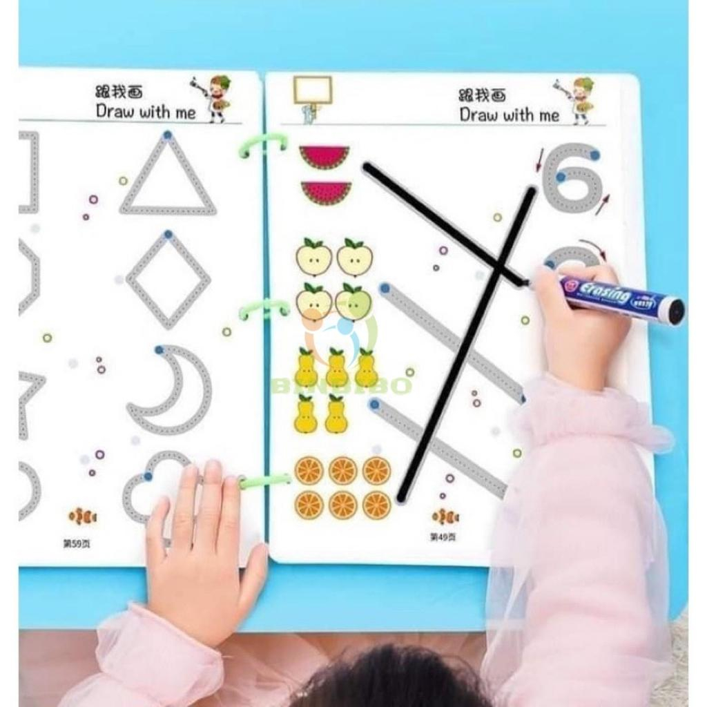 Tập tô vẽ thông minh 64 trang Giáo dục toàn diện Montessori cho bé từ 2-3-4-5 tuổi - Binbibo